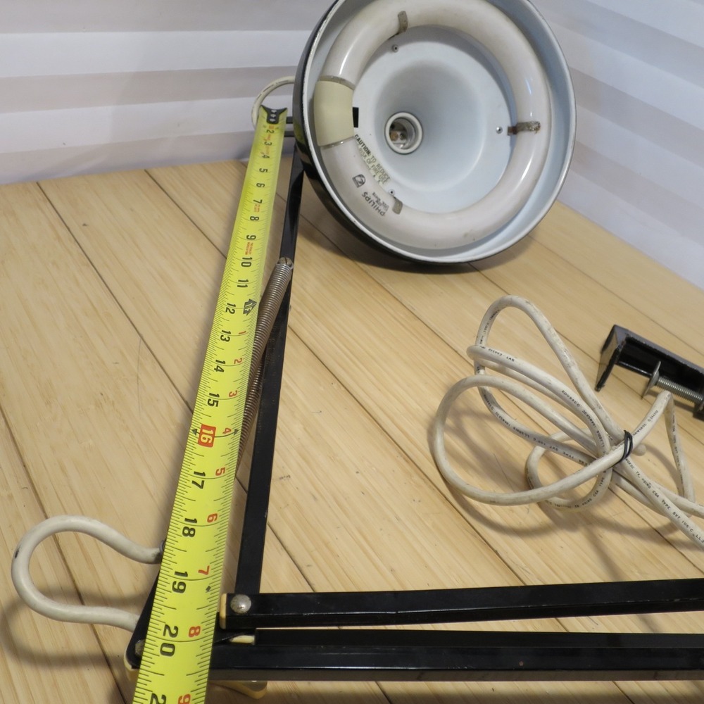 VTG Black Underwriters Articulating Desk Table Portable Lamp Drafting AN-2577 - Picture 4 of 12